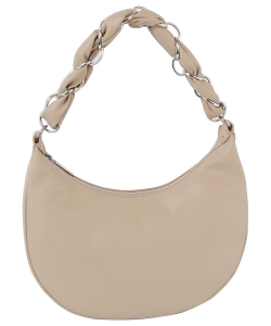 Braided Chain Handle Hobo Shoulder Bag LV074-Z TAUPE